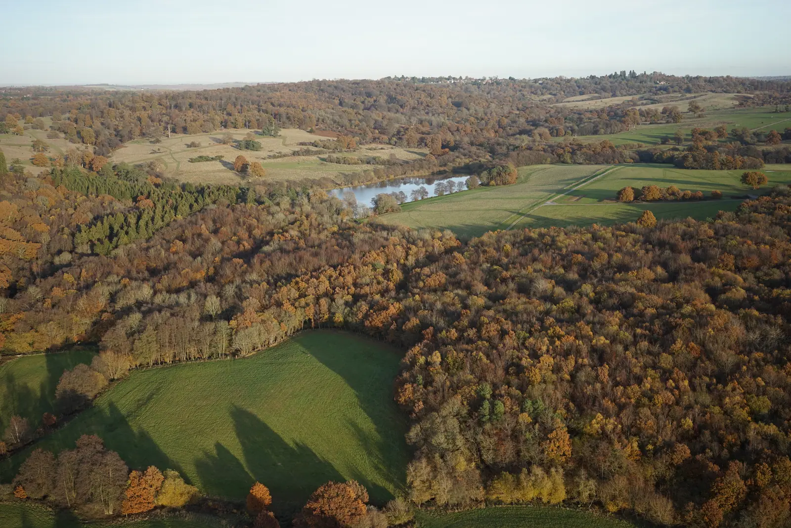 Aerial view over a 600-hectare farming estate during a drone topographical survey