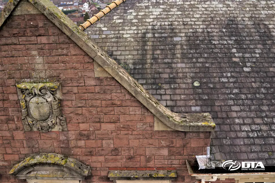 Commercial roof inspection captured by drone