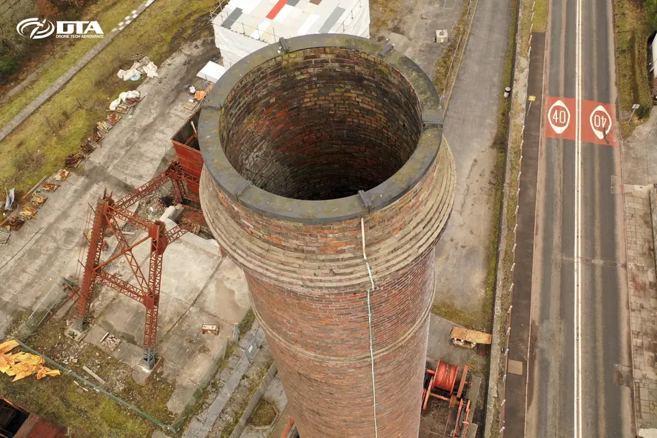 Drone inspection of an industrial chimney stack