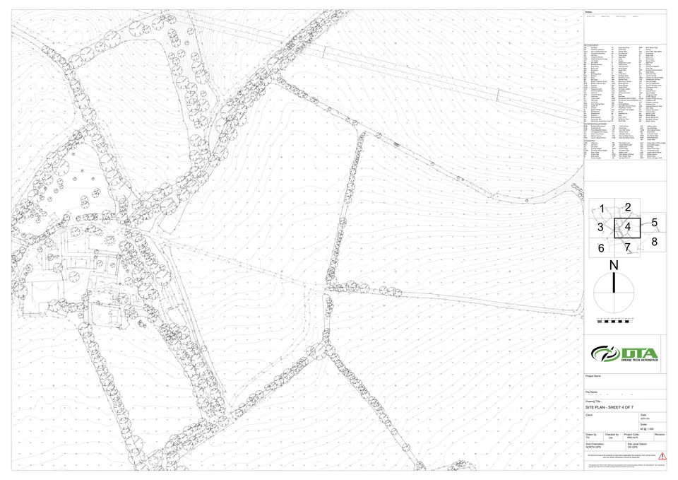 2D CAD plan of a solar farm produced from drone survey data