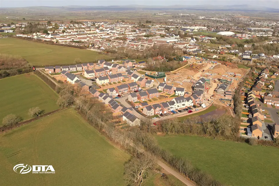 Drone volume survey on a construction site in Haverfordwest, Pembrokeshire
