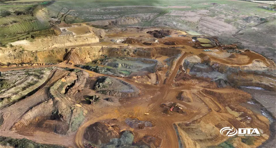 Drone topographical land survey of a quarry for volume measurement